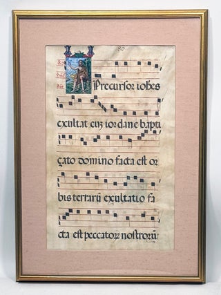 Illuminated Manuscript Leaf from an Antiphonal with Miniature of Saint John the Baptist
