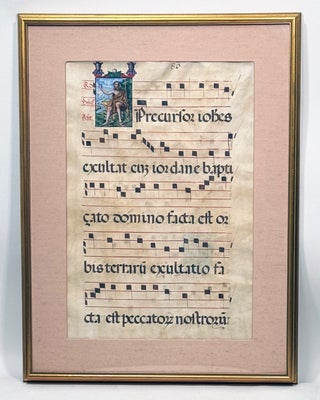 Illuminated Manuscript Leaf from an Antiphonal with Miniature of Saint John the Baptist