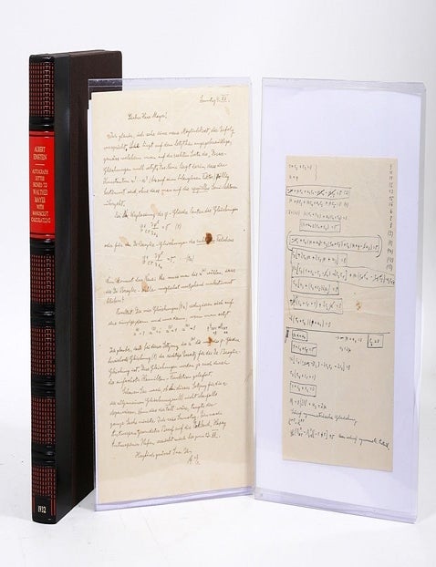 Autograph Letter. WITH: Manuscript Leaf of Calculations. ALBERT EINSTEIN, WALTHER MAYER.