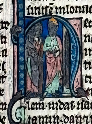 Item #3065 Illuminated Manuscript Leaf: Opening of Exodus (c. 1250). ILLUMINATED MANUSCRIPT