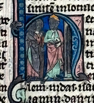Item #3065 Illuminated Manuscript Leaf: Opening of Exodus (c. 1250). ILLUMINATED MANUSCRIPT