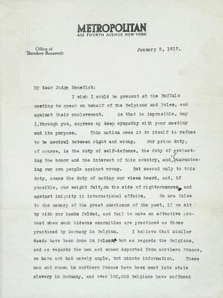 Item #3071 Typed Letter Signed. THEODORE ROOSEVELT