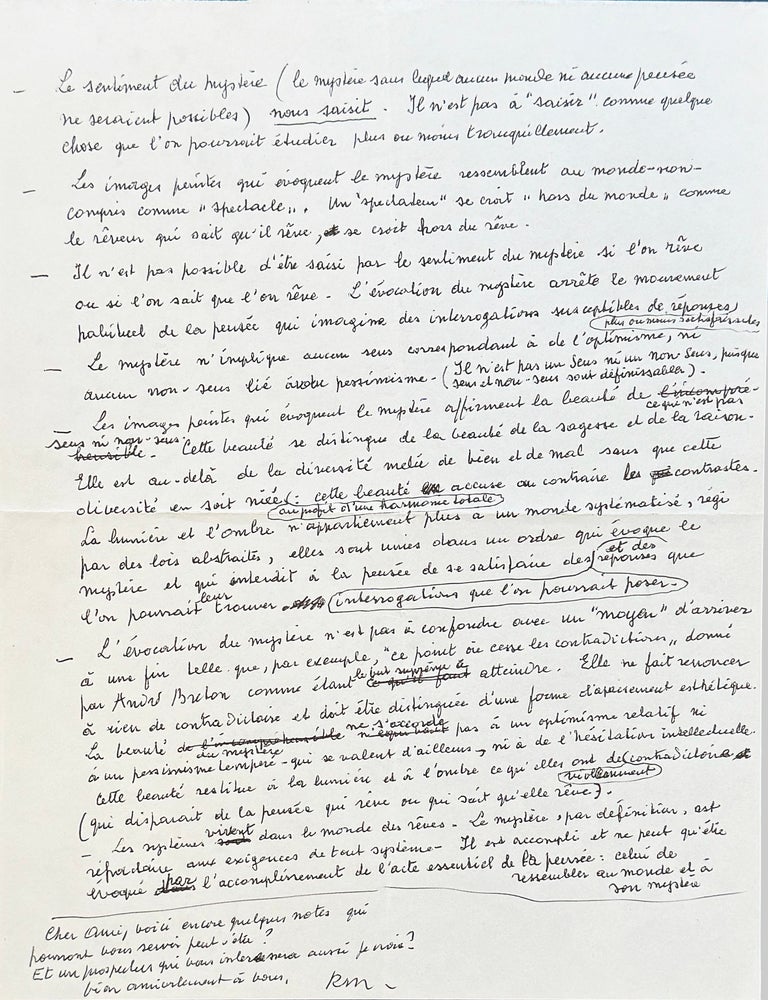 Autograph Letter Signed [ALS] to Andr&eacute; Bosmans. REN&Eacute; MAGRITTE.