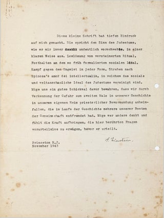 Item #3079 Signed Typescript Statement, Later Published as the Foreword to G. H. Shikmoni&rsquo;s...