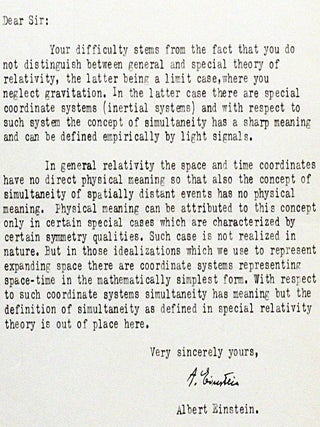 Typed Letter Signed on Special and General Relativity
