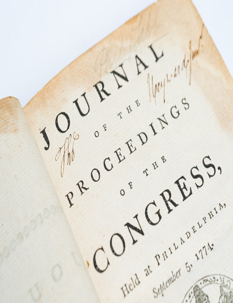 Item #3095 Journal of the Proceedings of the Congress, Held at Philadelphia, September 5, 1774. [Bound with:] Journal of the Proceedings of the Congress, Held at Philadelphia, May 10, 1775. CONTINENTAL CONGRESS.