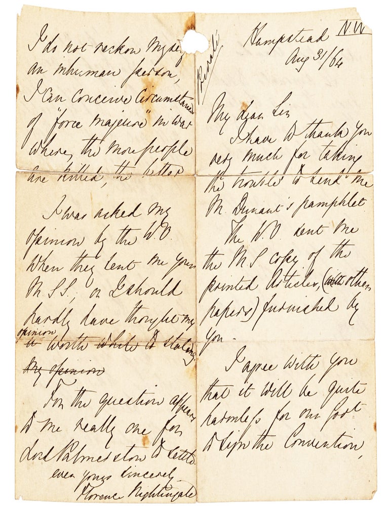 Item #3103 Autograph Letter Signed [ALS]. FLORENCE NIGHTINGALE.