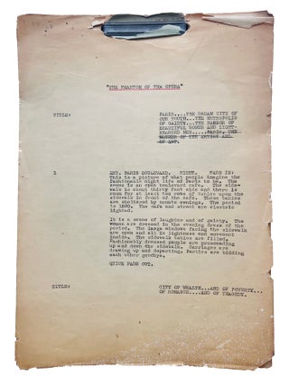 The Phantom of the Opera: Early Working Draft Screenplay, with Contemporary Annotations