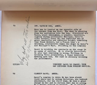 The Phantom of the Opera: Early Working Draft Screenplay, with Contemporary Annotations