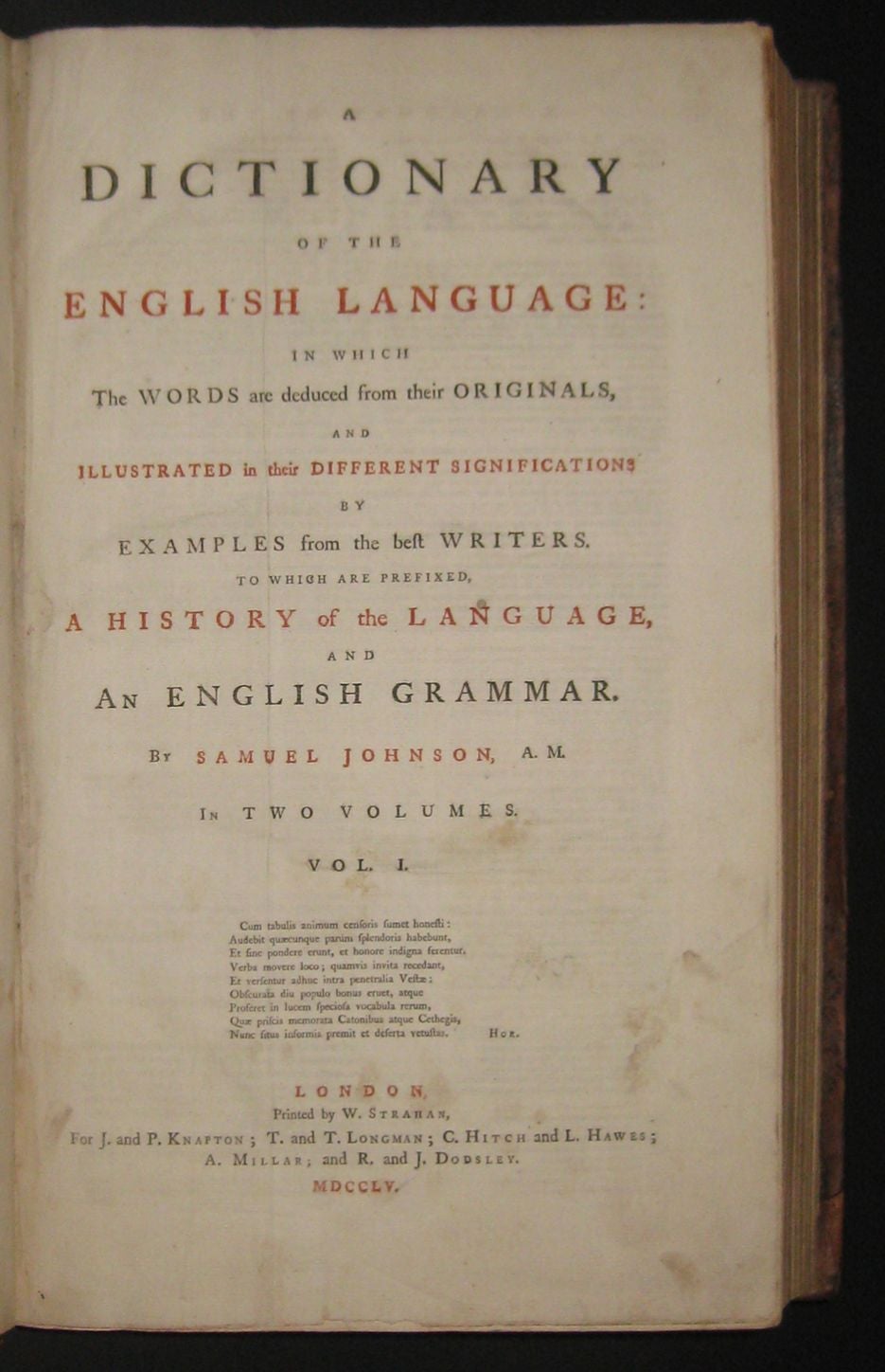 A Dictionary of the English Language, Samuel Johnson