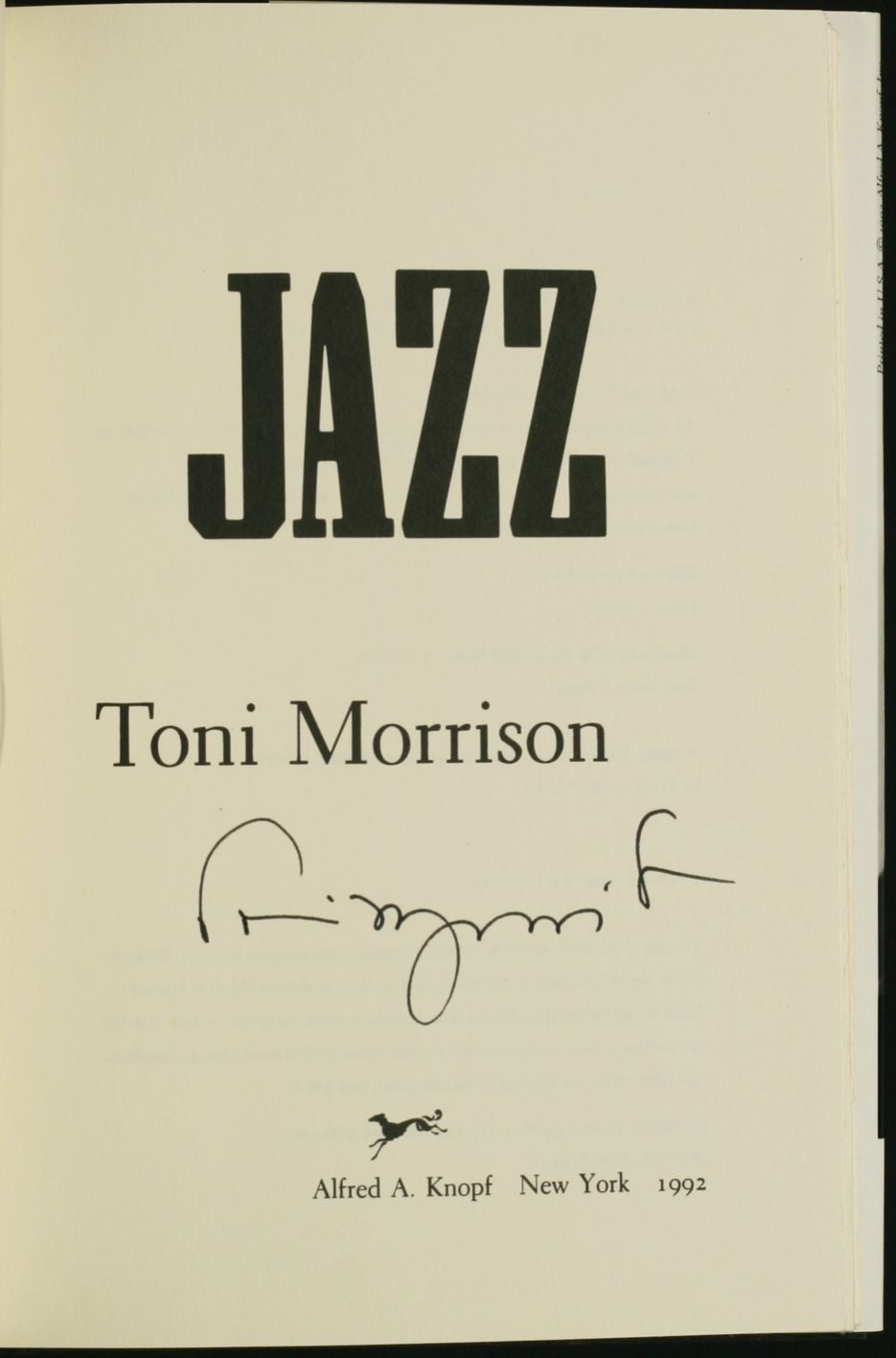 Jazz | Toni Morrison | 1st Edition